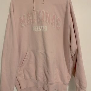 baby pink mackinac island embroidered hoodie